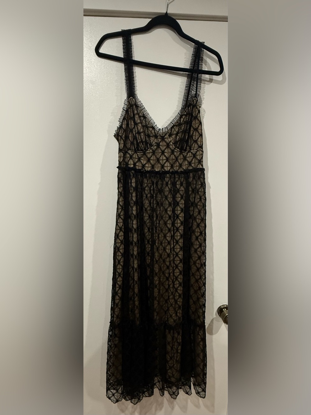Max Studio London Black Lace Overlay Slip Dress - Women's Elegant Evening Dress